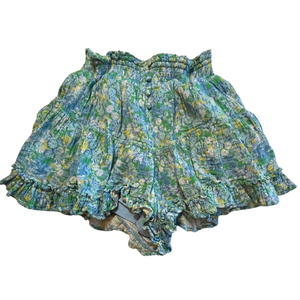 American Eagle‎ Tiered Ruffle Bloomer Shorts XS Blue Floral Coquette Girlcore